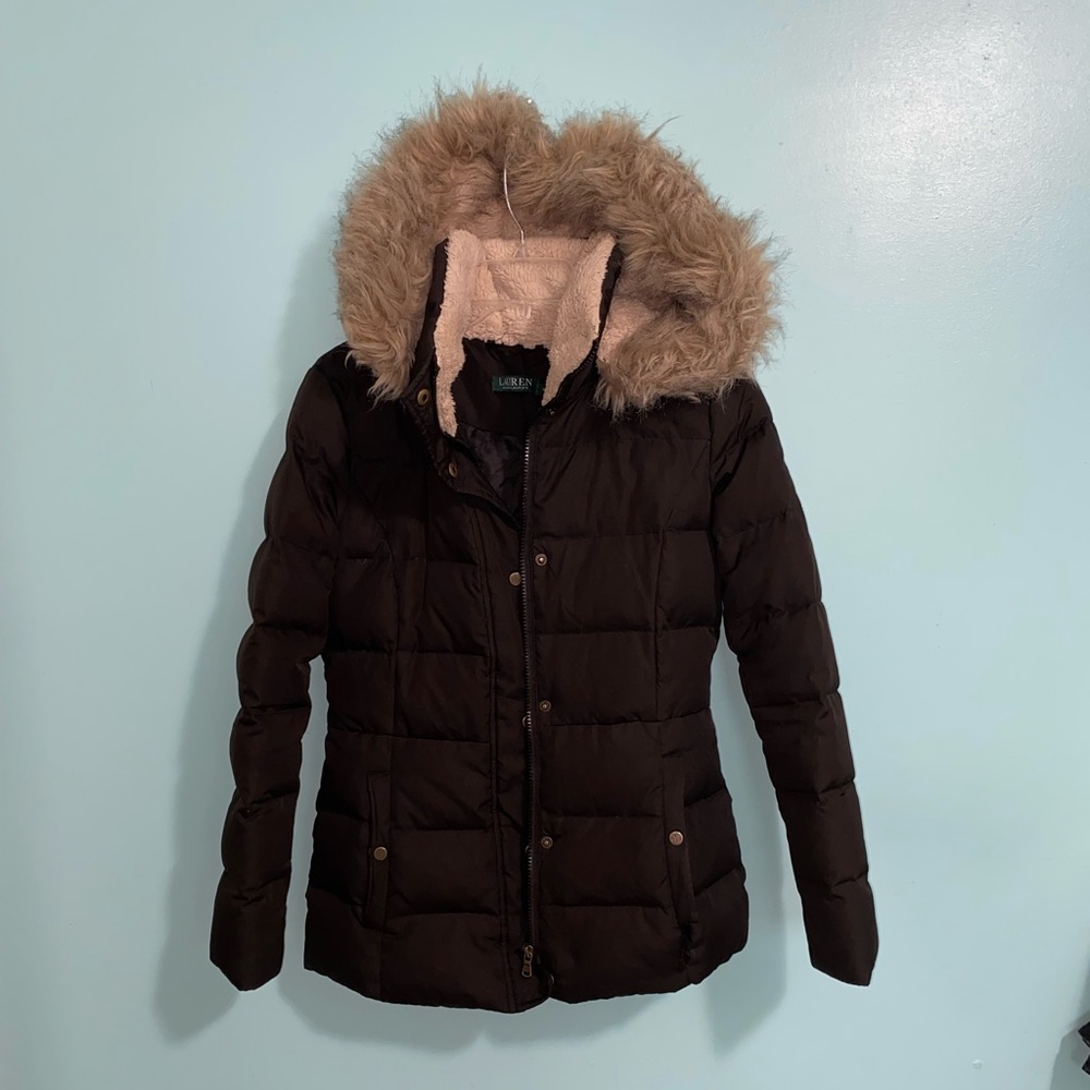 RALPH LAUREN BLACK JACKET W FUR